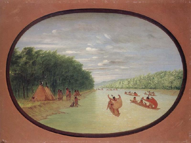 George Catlin Primitive Sailing by the Winnebago indians